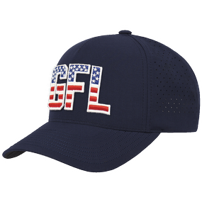 GFL Puff Embroidered Navy 5 Panel Snapback Perforated Cap