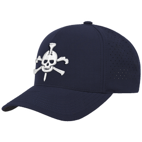 Mr Tee Puff Embroidered Navy 5 Panel Snapback Perforated Cap