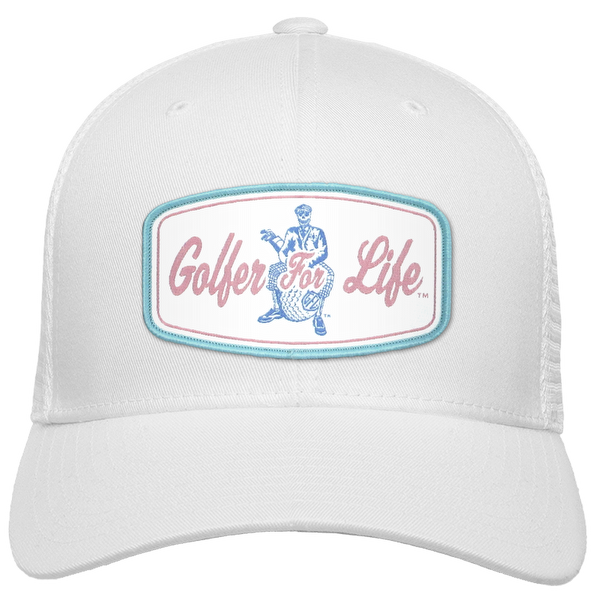 Golfer Sam Woven Emblem Flexfit® Mesh Snapback Cap