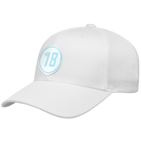 #18 Woven Emblem Flexfit® Mesh Snapback Cap