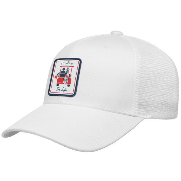 GFL Golf Cart Wave Woven Emblem Flexfit® Mesh Snapback Cap