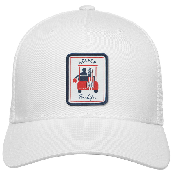 GFL Golf Cart Wave Woven Emblem Flexfit® Mesh Snapback Cap