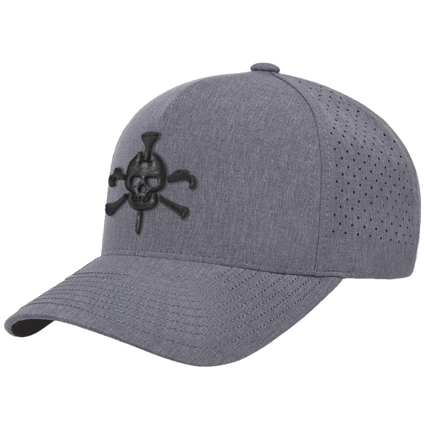 Mr Tee Puff Embroidered Grey 5 Panel Snapback Perforated Cap