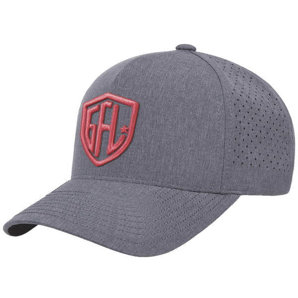 GFL Shield Puff Embroidered Grey 5 Panel Snapback Perforated Cap