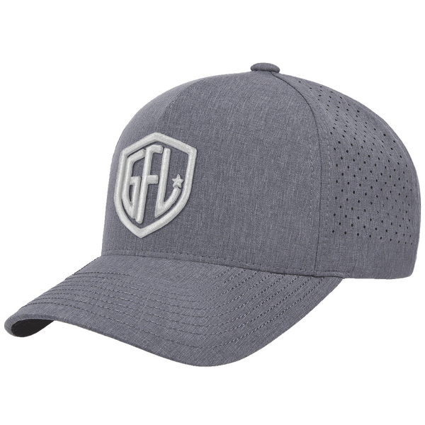 GFL Shield Puff Embroidered Grey 5 Panel Snapback Perforated Cap