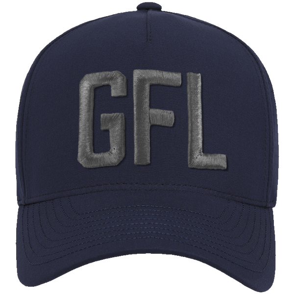 GFL Puff Embroidered Navy 5 Panel Snapback Perforated Cap