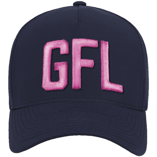 GFL Puff Embroidered Navy 5 Panel Snapback Perforated Cap