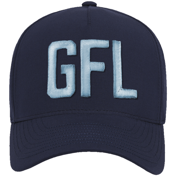 GFL Puff Embroidered Navy 5 Panel Snapback Perforated Cap