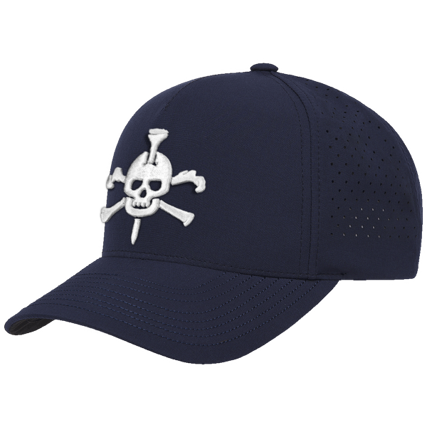 Mr Tee Puff Embroidered Navy 5 Panel Snapback Perforated Cap