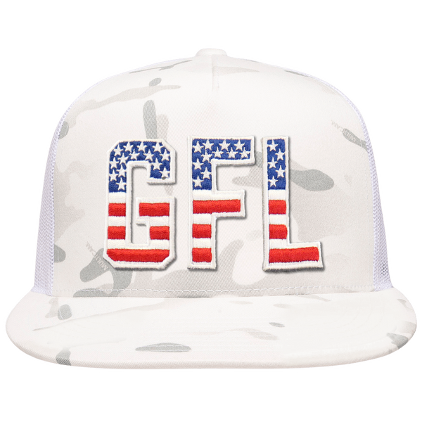 GFL Puff Embroidered Flat Brim Rope Snapback Cap