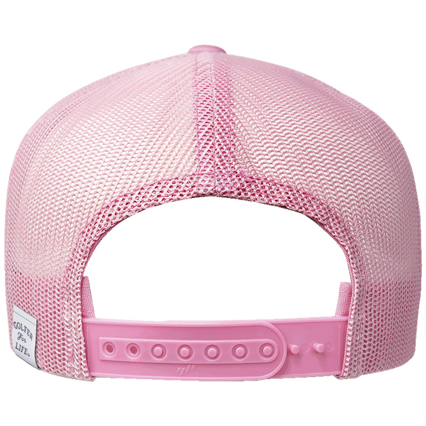 Mr Tee Puff Embroidered Pink Mesh Snapback Cap