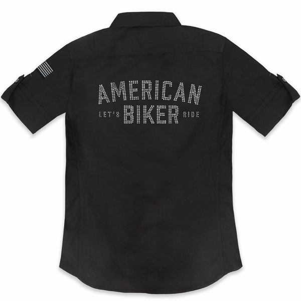 Women's Rhinestone Let's Ride Vintage Mid-Sleeve Fashion Shirt