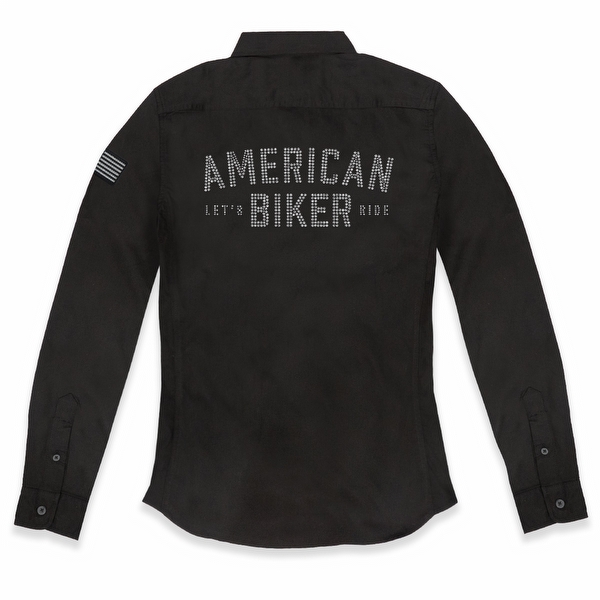 Women's Rhinestone Let's Ride Vintage Long Sleeve Fashion Shirt
